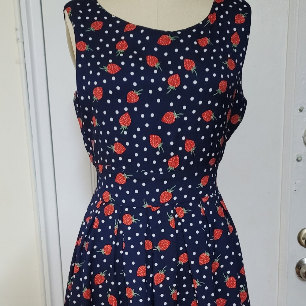 Strawberry Dots Print One Piece Dress Size S